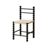 NMVAWIPT Chaise De Salle À Manger d'art Moderne, Assise Tressée en Corde, Bois Massif, Idéale for Le Salon, La Cuisine, Chambre, Balcon Ou Bureau(Black,Set of 1)