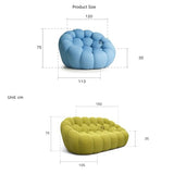 Canapé à bulles incurvé – Causeuse confortable en forme de nid d'abeille 3D pour salon, bureau, appartement, petit espace – Pas de montage nécessaire