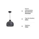 LUSSIOL Luminaire Athena, suspension métal, 40 W, noir, ø 28 x H 28 cm