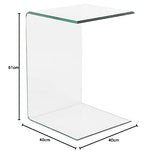 Beliani Table d'Appoint de Chevet en Verre Transparent Design Ultra Moderne Tendance pour Salon ou Chambre Contemporaine