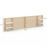 IDMarket - Tête de lit Suspendue en Lattes AVA 240 cm Bois Clair et étagères Blanches