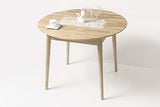 Nordic Story Escandi 6 Table de salle à manger ronde extensible en bois de chêne massif Style nordique 93-123 x 93 x 75 cm (chêne blanchi)