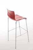 CLP Tabouret De Bar en Plastique I Chaise Haute De Bar Empilable I Piètement Et Repose-Pieds en Métal I Hauteur D'Assise 76 cm, Couleur:Rouge, Couleur du Cadre:Chrome