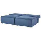 Beliani Canapé Modulable Minimaliste en Tissu 3 Places Fonction Couchage Espace de Rangement Bleu Nerbo