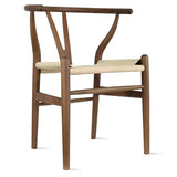 Agteruo Chaise Y (Chaise Wishbone) Chaise de Salle à Manger en Bois Massif de Style Milieu du siècle avec accoudoirs et siège en Chanvre (Bois de frêne - Noyer). (Espresso)