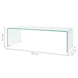 vidaXL Table Basse Table de Salon 98x45x30 cm Verre Trempé Transparent Maison