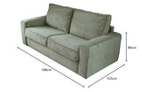HOMIFAB Canapé Convertible 3 Places en Velours Fines côtes Vert - Ouverture Express - Couchage Quotidien - Matelas HD 140 x 190 - Mattia