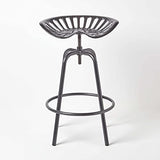 HOMESCAPES Tabouret de Bar Vintage Gris avec siège de Tracteur pivotant, 70 cm