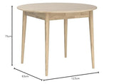 Nordic Story Escandi 6 Table de salle à manger ronde extensible en bois de chêne massif Style nordique 93-123 x 93 x 75 cm (chêne blanchi)
