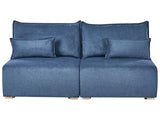 Beliani Canapé Modulable Minimaliste en Tissu 3 Places Fonction Couchage Espace de Rangement Bleu Nerbo