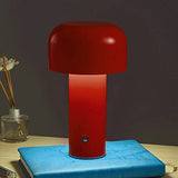 Beufee Lampe de table de champignons sans fil rechargeable, portable 3 couleurs étape sans étape lampe de champignon à côté de la lampe de bureau lampe de nuit (Rouge)