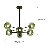 DRYIC Lustre, Lustre Suspension Globes En Verre Spoutnik Suspension Pour Îlot de Cuisine Salon Chambre Salle À Manger/Green/8-