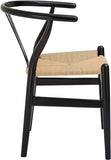 YAXANSIH Lot de 2 chaises de Salle à Manger, Cuisine, Style Wishbone en Poly et écorce (Couleur : Noir)