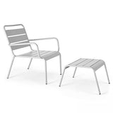 Oviala Palavas - Fauteuil de terrasse Bas Relax Acier Blanc