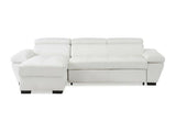 Vente-unique - Canapé d'angle Convertible en Cuir JONOVA - Blanc - Angle Gauche