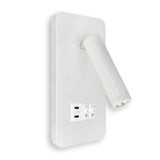 Horoz Electric Applique Murale LED Blanche CUNDA, Lampe Chevet de Lecture Moderne pour Lit avec Interrupteur 10W + 3W, 700lm, 4200K, Blanc Neutre avec Chargeur 2x Type C 5V 2A pour Chambre, Hôtel