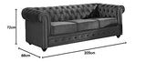 Vente-unique - Canapé 3 Places Chesterfield - Velours Anthracite