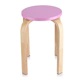 Dioche Tabouret rond empilable, chaise empilable en bois, tabouret de salle de bain et cuisine, tabourets de bar pour salon, chambre à coucher, en bois courbé 40 x 30 x 45,5 cm (Rose)
