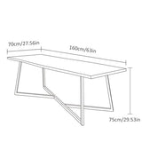 Table de salle à manger rustique, table de cuisine industrielle rectangulaire avec tablette en bois et cadre en métal, table à dîner de ferme pour cuisine, salle à manger, meubles de maison ( 160*70*7