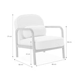 sweeek - Fauteuil scandinave Bois d'hévéa Finition Noyer Clair et Dossier Arrondi en Bouclette Blanche - Amelie