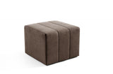 LIKMA Pouf Tabouret Marron Velours Effet 3D 46x35x46 cm – Repose-Pieds Style Ottoman, Banquette Moderne Tissu Jasmine