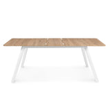 IDMarket - Table scandinave Extensible Rectangle Inga 6-8 Personnes Plateau Bois Pieds Blancs 160-200 cm