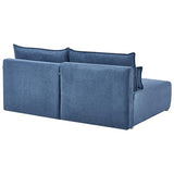 Beliani Canapé Modulable Minimaliste en Tissu 3 Places Fonction Couchage Espace de Rangement Bleu Nerbo
