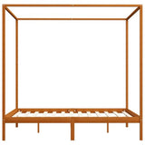 Annlera Cadre de lit à baldaquin en pin massif marron miel 160 x 200 cm
