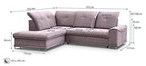 Canapé d'angle Droit/Gauche en lit convertible avec coffre 4 places - Pieds en Métal, en tissu, appuie-tête et dossier réglable - salon & séjour - 272x232x108cm - CORLEONE (Canapé d'angle Droit, Vert)
