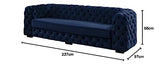 Vente-unique - Canapé 3 Places Chesterfield Stanley - Velours Bleu Nuit