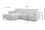 CAVADORE Canapé d'angle Bounce Aspect Cuir Vintage/Canapé d'angle avec Chaise Longue + Pieds Métal Noir Mat / 290x88x178 / Microfibre Marron Selle