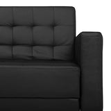 Canapé Convertible 3 Places en Cuir PU Noir Elégant Capitonnage Décoratif Aberdeen