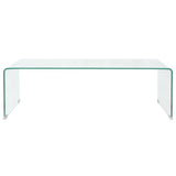vidaXL Table Basse Table de Salon 98x45x30 cm Verre Trempé Transparent Maison