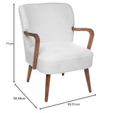 Atmosphera Créateur d'Intérieur - Fauteuil Chiara Bouclette Blanc Rétro Vintage Hévéa Accoudoirs Semi-Ferme Enveloppant pour Salon, Bureau, Chambre