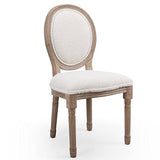 Menzzo Lot de 2 chaises médaillon Louis XVI Tissu Bouclette Crème