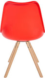 Chaise De Salle A Manger Sofia avec Coque en Plastique I Assise Rembourrée en Similicuir I Pieds Bois I Dossier, Couleur:Rouge, Couleur du Cadre:Natura (Ronde)