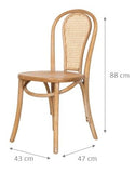 Biscottini Chaise cuisine vintage en bois de frêne 43x47x88 cm - Chaises de salle à manger - Chaises de cuisine - Chaises de salle à manger en bois et paille de Vienne - Chaises de salon intérieur