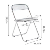 Eqvexd Chaise Pliante Transparente Chaise Pliante Acrylique Transparente Siège de Salon en Plastique PC Cadre Chromé (Taille: 18,5 x 16,33 x 29,52 po)(2 Pieces)