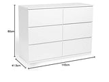 IDMarket - Commode 6 tiroirs TOMI 110 cm Bois Blanc