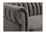 Vente-unique - Canapé Chesterfield 3 Places en Velours Trumbo - Gris - Velours