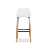 Kosmi Tabouret de Bar Blanc Style scandinave avec Pieds Effet Bois en métal - Hauteur 76cm