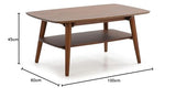 HOMN LIVING Table Basse Palma 1 Trou Couleur Noyer, Bois Massif, 100 cm (Largeur) 60 cm (Profondeur) 45 cm (Hauteur)