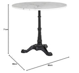 Lolahome Table de Salle à Manger Ronde en marbre et métal Vintage Noir/Blanc 80 x 71 cm