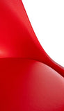 Chaise De Salle A Manger Sofia avec Coque en Plastique I Assise Rembourrée en Similicuir I Pieds Bois I Dossier, Couleur:Rouge, Couleur du Cadre:Natura (Ronde)