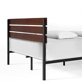Zinus Figari Sommier en métal avec tête de lit en Bambou | 160 x 200 cm | 31 cm de Hauteur | Tête de lit à Lattes | Support de Lattes en Acier | Facile à Monter | Noir & Marron
