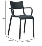Kartell Generic A, Set de 2 Chaises, Noir, 52,5 x 52 x H 79 cm