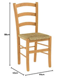 t m c s Tommychairs - Set 4 chaises Venice pour Cuisine, Bar et Salle à Manger, Robuste Structure en Bois de hêtre peindré en Couleur chêne et Assise en Paille