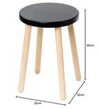 Spec-Wood Tabouret de bar - Tabouret de cuisine - Support de fleurs en bois - Petite table basse - Support pour plantes - Tabouret rond - Noir/hêtre naturel