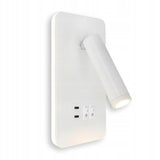 Horoz Electric Applique Murale LED Blanche CUNDA, Lampe Chevet de Lecture Moderne pour Lit avec Interrupteur 10W + 3W, 700lm, 4200K, Blanc Neutre avec Chargeur 2x Type C 5V 2A pour Chambre, Hôtel