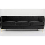 Paris Prix - Canapé 3 Places en Velours suez 204cm Noir